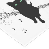 音楽のささやきに包まれた黒猫 ロングテーブルランナー (コーナー)