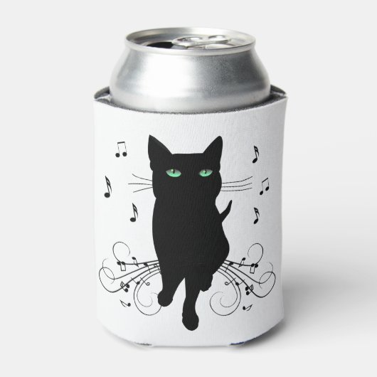 音楽のささやきに包まれた黒猫 缶クーラー (缶正面)
