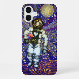 音楽のためにここに来た宇宙飛行士 クールな宇宙 iPhone 16 PLUSケース