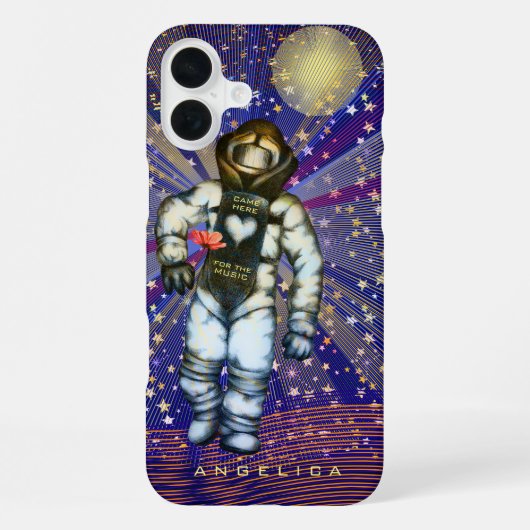 音楽のためにここに来た宇宙飛行士 クールな宇宙 iPhoneケース (裏面)