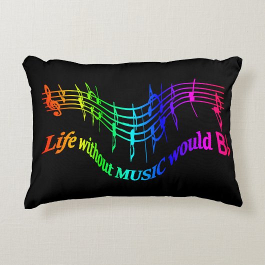 音楽のない人生はフラットユーモア引用文 アクセントクッション (正面)
