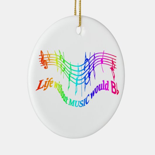 音楽のない人生はフラットユーモア引用文 セラミックオーナメント (右)