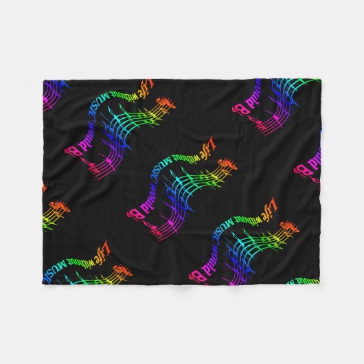 音楽のない人生はフラットユーモア引用文 フリースブランケット (正面(横))