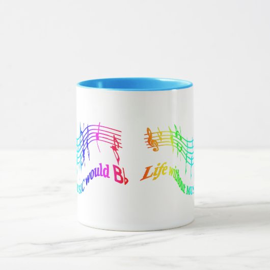 音楽のない人生はBフラットユーモア引用文 マグカップ (中央)