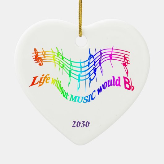音楽のない人生Bフラットユーモア引用文カスタム セラミックオーナメント (裏面)