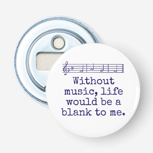 音楽のない生活は空白のA – 音楽引用文 栓抜き (正面)