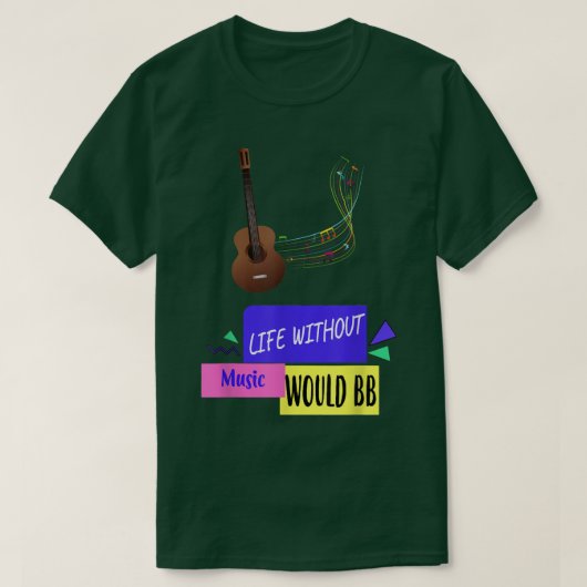 音楽のない生活はBフラットおもしろい文字 Tシャツ (デザイン正面)