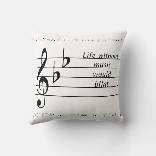 「音楽のない生活はB♭」印刷可能ポスター クッション (裏面)