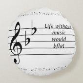 「音楽のない生活はB♭」印刷可能ポスター ラウンドクッション (裏面)