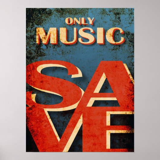 音楽のみ救ヴィンテージタイポグラフィ音楽 ポスター (正面)