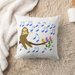 音楽のコラボレーション：スロースと鳥のTシャツ クッション