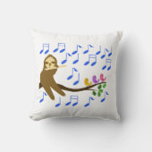 音楽のコラボレーション：スロースと鳥のTシャツ クッション (正面)