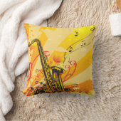 音楽のジャズ風のサクソフォーンのビーム クッション (ブランケット)