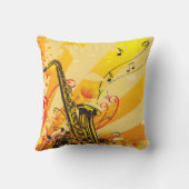 音楽のジャズ風のサクソフォーンのビーム クッション (裏面)