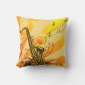 音楽のジャズ風のサクソフォーンのビーム クッション (正面)