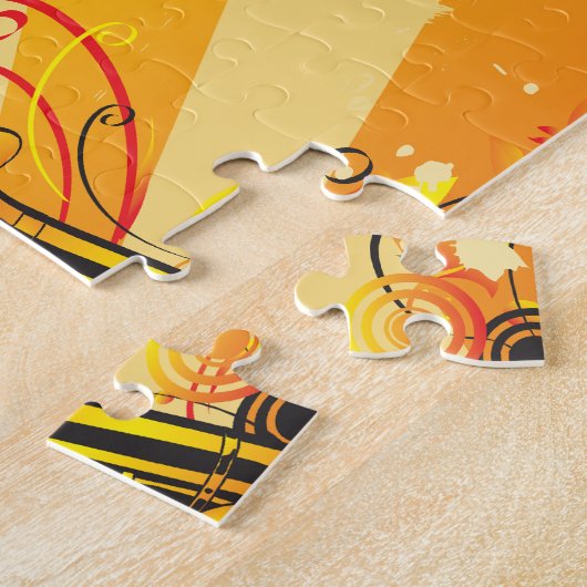 音楽のジャズ風のサクソフォーンのビーム ジグソーパズル (側面)