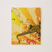 音楽のジャズ風のサクソフォーンのビーム ジグソーパズル (縦)