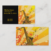 音楽のジャズ風のサクソフォーンのビーム 名刺 (正面/裏面)