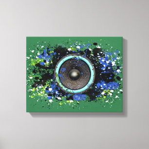 音楽のスピーカーとスパタ絵を描ー キャンバスプリント