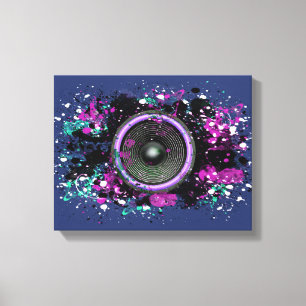 音楽のスピーカーと飛び散った絵を描 キャンバスプリント