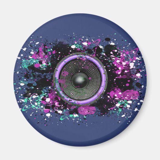 音楽のスピーカーと飛び散った絵を描 マグネット (正面)