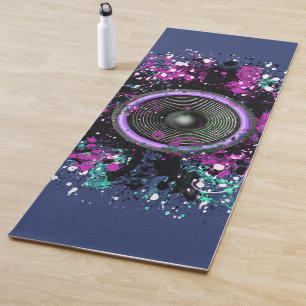 音楽のスピーカーと飛び散った絵を描 ヨガマット