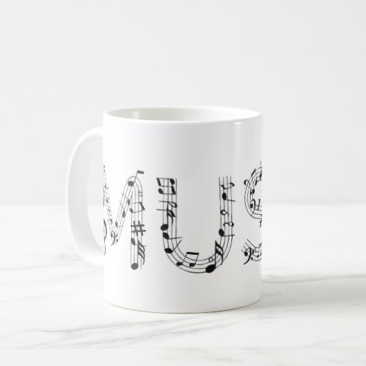 音楽のタイポグラフィー コーヒーマグカップ (正面左)