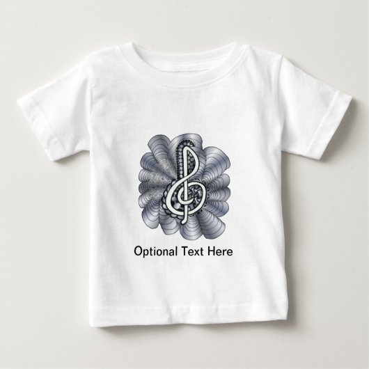 音楽のト音記号 シルバー ベビーTシャツ (正面)