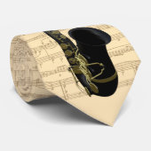 音楽のネクタイの金ゴールドそして黒いサクソフォーン ネクタイ (ロール)