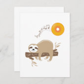 音楽のビニールレコードの上で寝るナマケモノ (正面/裏面)