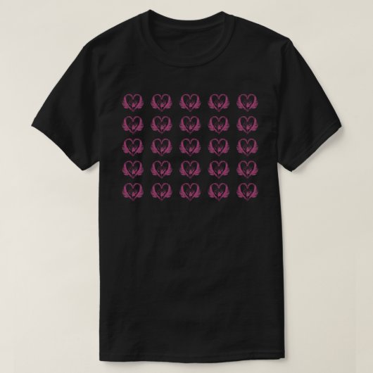 音楽のピンクのパターンを愛する Tシャツ (デザイン正面)