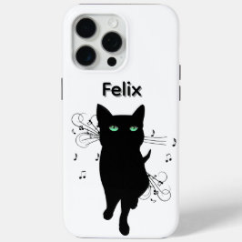 音楽のメモに囲まれた黒猫パーソナル iPhone 15 PRO MAXケース
