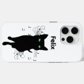 音楽のメモに囲まれた黒猫パーソナル Case-Mate iPhoneケース (裏面 (横))