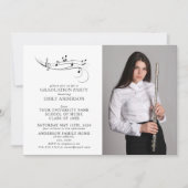 音楽のメモ 黒と白の写真 卒業式招待状 招待状 (正面)