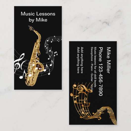 音楽のレッスンの楽器 名刺 (正面/裏面)