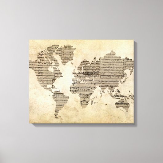 音楽の世界地図 キャンバスプリント (正面)