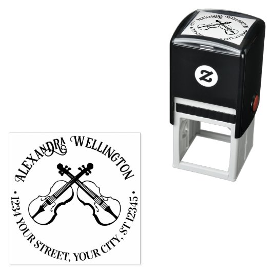 音楽の交差ヴィオリンズネーム差出人住所 セルフインキングスタンプ (インサイチュ)