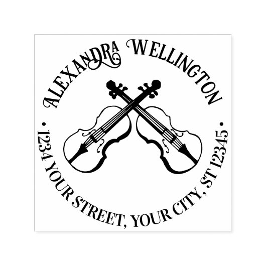 音楽の交差ヴィオリンズネーム差出人住所 セルフインキングスタンプ (デザイン)