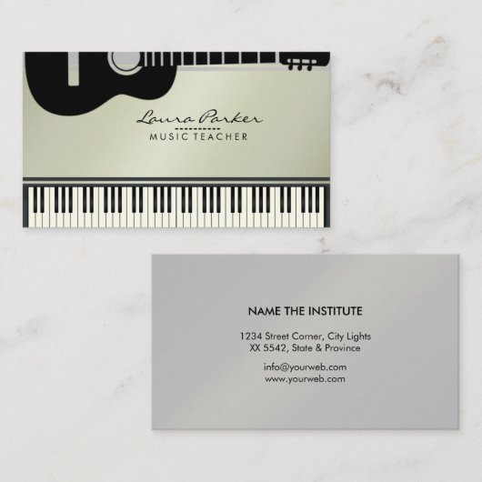 音楽の先生のギターのピアノキーボードのミュージシャン 名刺 (正面/裏面)