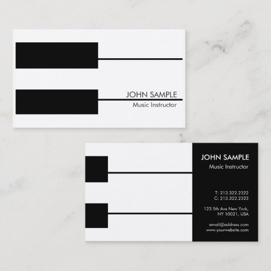 音楽の先生のピアノのレッスンのインストラクター 名刺 (正面/裏面)