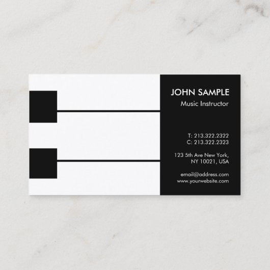 音楽の先生のピアノのレッスンのインストラクター 名刺 (裏面)