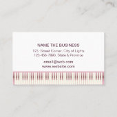 音楽の先生のピアノキーボードのばら色の金ゴールド 名刺 (裏面)