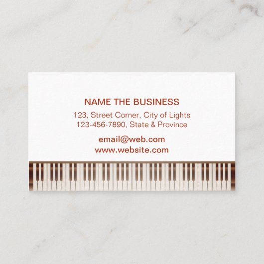 音楽の先生のピアノキーボードのエレガントなミュージカルの鍵 名刺 (裏面)