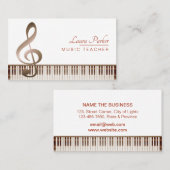 音楽の先生のピアノキーボードのエレガントなミュージカルの鍵 名刺 (正面/裏面)