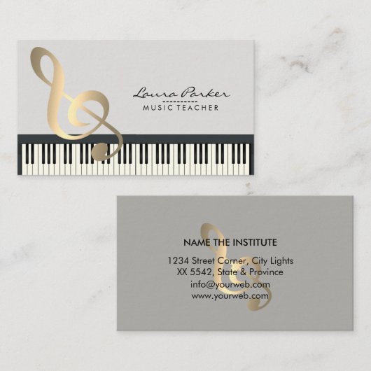 音楽の先生のピアノキーボードのミュージシャンのピアニスト 名刺 (正面/裏面)