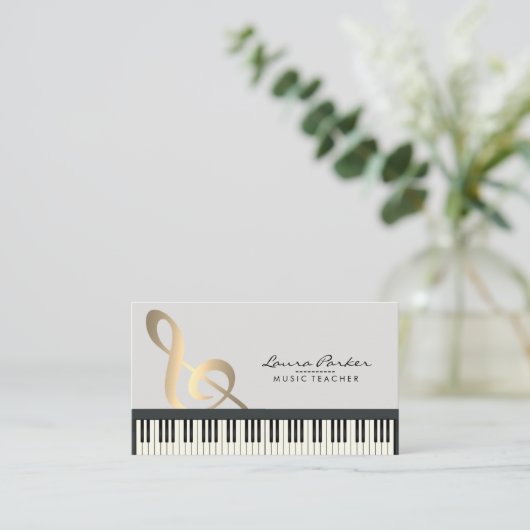 音楽の先生のピアノキーボードのミュージシャンのピアニスト 名刺 (スタンド正面)