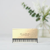 音楽の先生のピアノキーボードのミュージシャンの金ゴールドホイル 名刺 (スタンド正面)