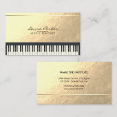 音楽の先生のピアノキーボードのミュージシャンの金ゴールドホイル 名刺 (正面/裏面)