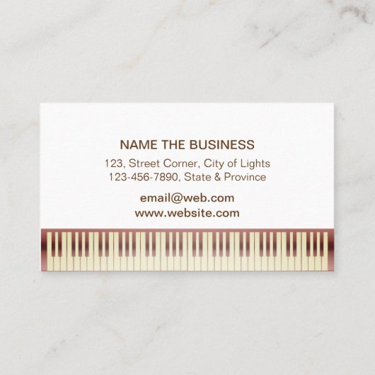 音楽の先生のピアノキーボードのヴィンテージの金ゴールド 名刺 (裏面)