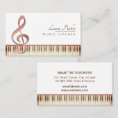 音楽の先生のピアノキーボードのヴィンテージの金ゴールド 名刺 (正面/裏面)